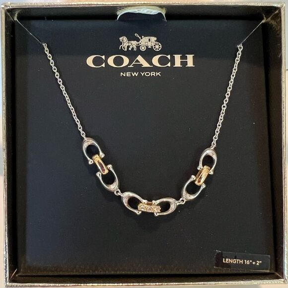 COACH Linked C Signature Necklace - Picture 1 of 8